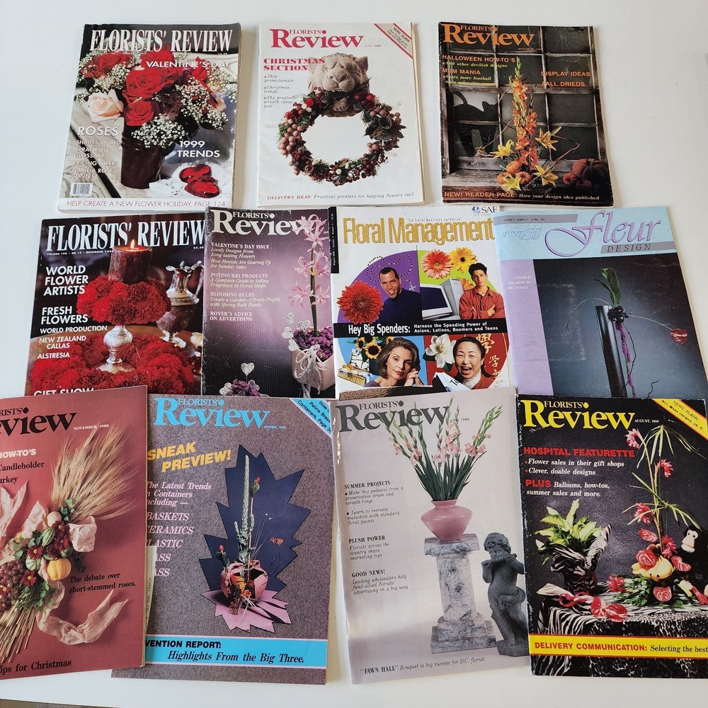 Vintage 80s Florists Review Magazine Lot Floral Designer Flower Trends Ideas 90s